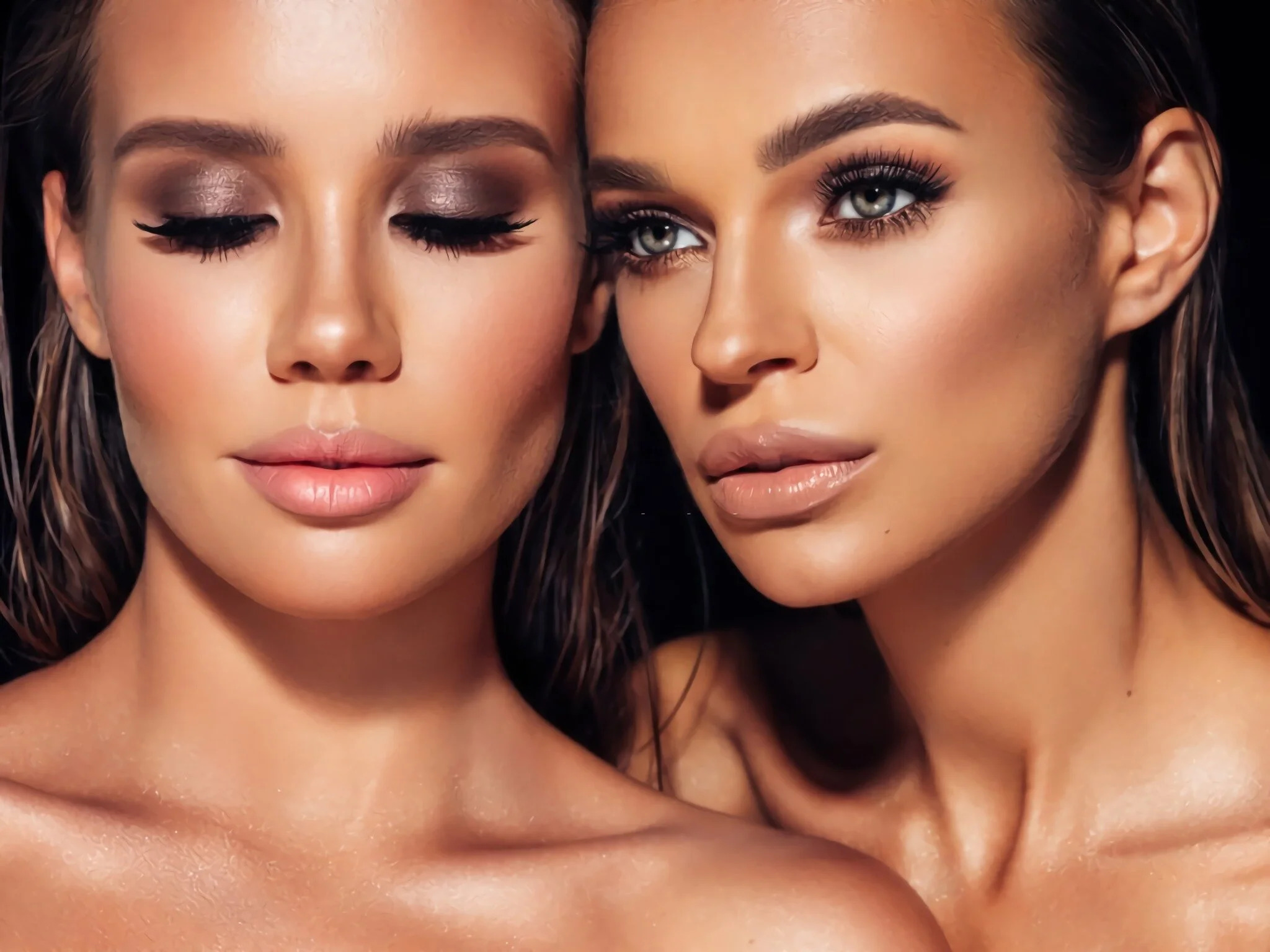 Close-up beauty portrait showcasing lash and brow artistry